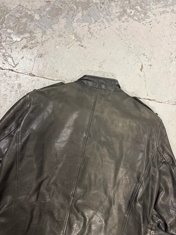 2010s Gucci Black Buttoned Officer Leather Jacket by Frida Giannini munnRrc 5