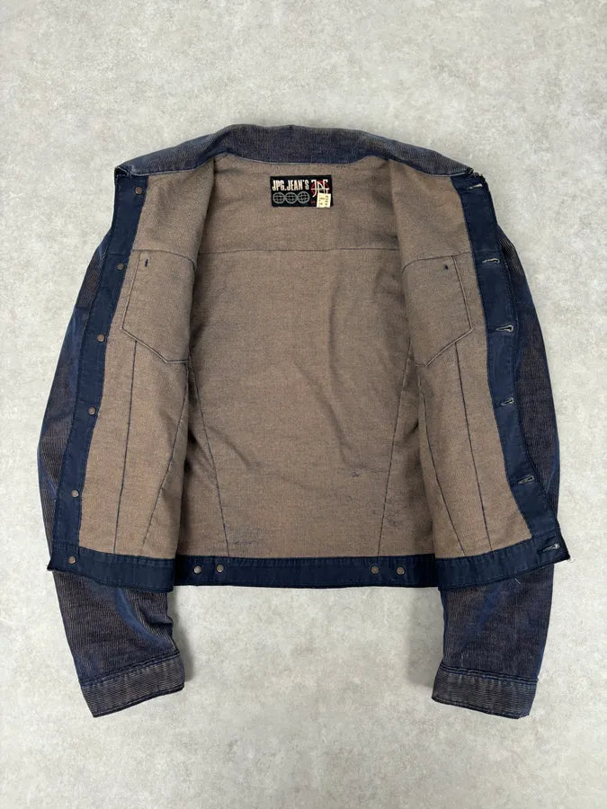 2000s Jean Paul Gaultier Navy Relief Denim Multi-Pocket Denim Jacket jdivVjL 6