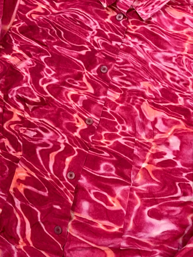 2000s Cavalli Fuchsia Pink Wave Abstract Tie-Dye Shirt kYJPXQB 8