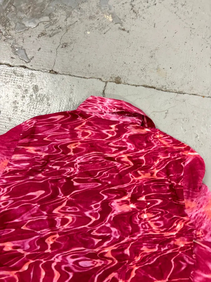 2000s Cavalli Fuchsia Pink Wave Abstract Tie-Dye Shirt kYJPXQB 5
