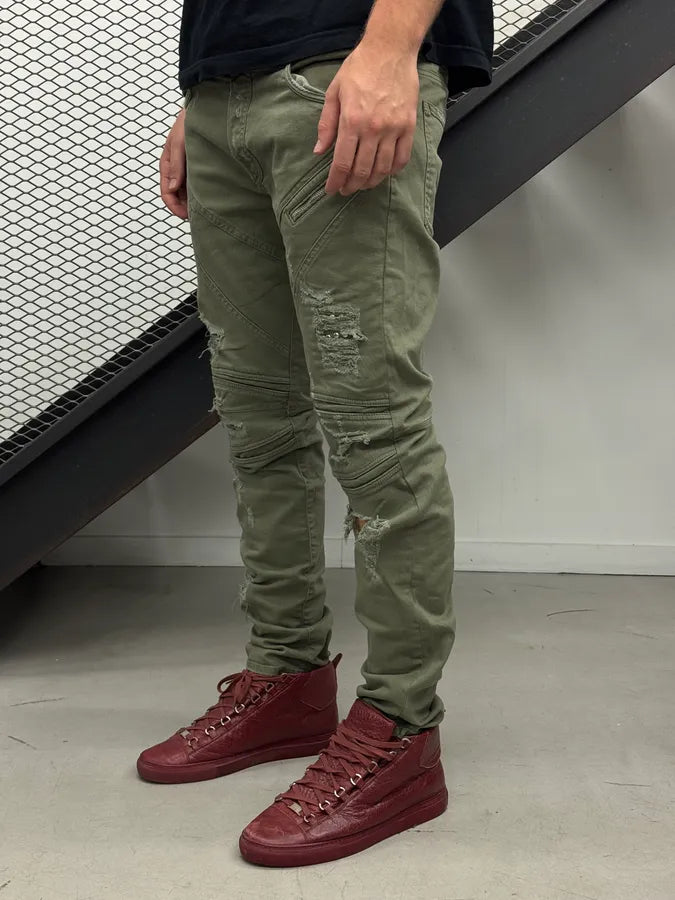 SS2018 Cavalli Khaki Avant-Garde Distressed Slim Jeans dllxafB 2