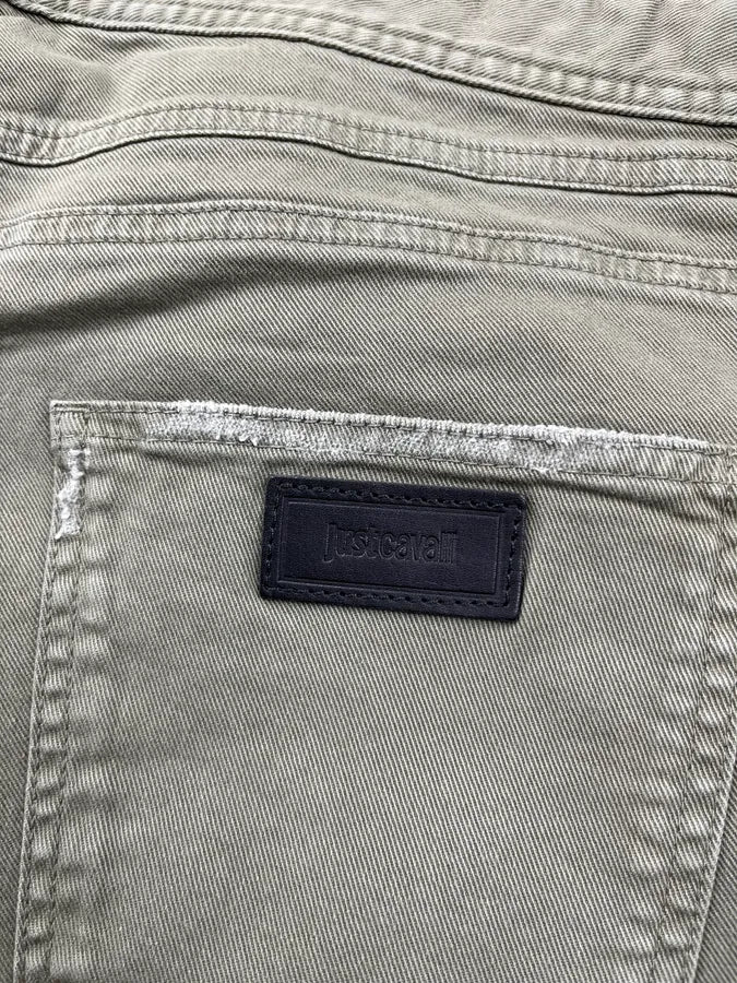 SS2018 Cavalli Khaki Avant-Garde Distressed Slim Jeans dllxafB 11