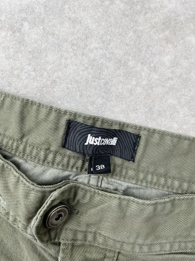 SS2018 Cavalli Khaki Avant-Garde Distressed Slim Jeans dllxafB 12