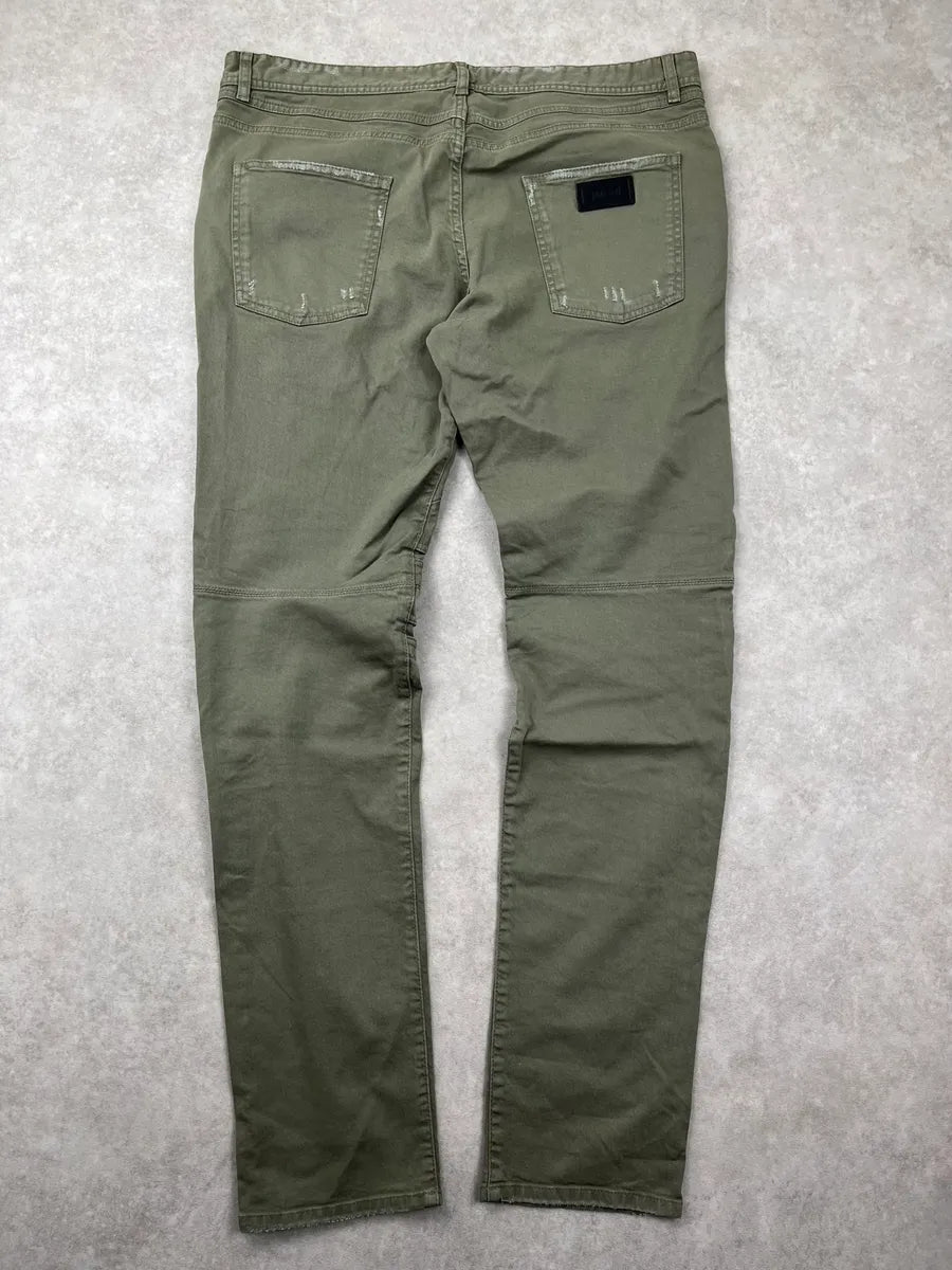 SS2018 Cavalli Khaki Avant-Garde Distressed Slim Jeans dllxafB 4