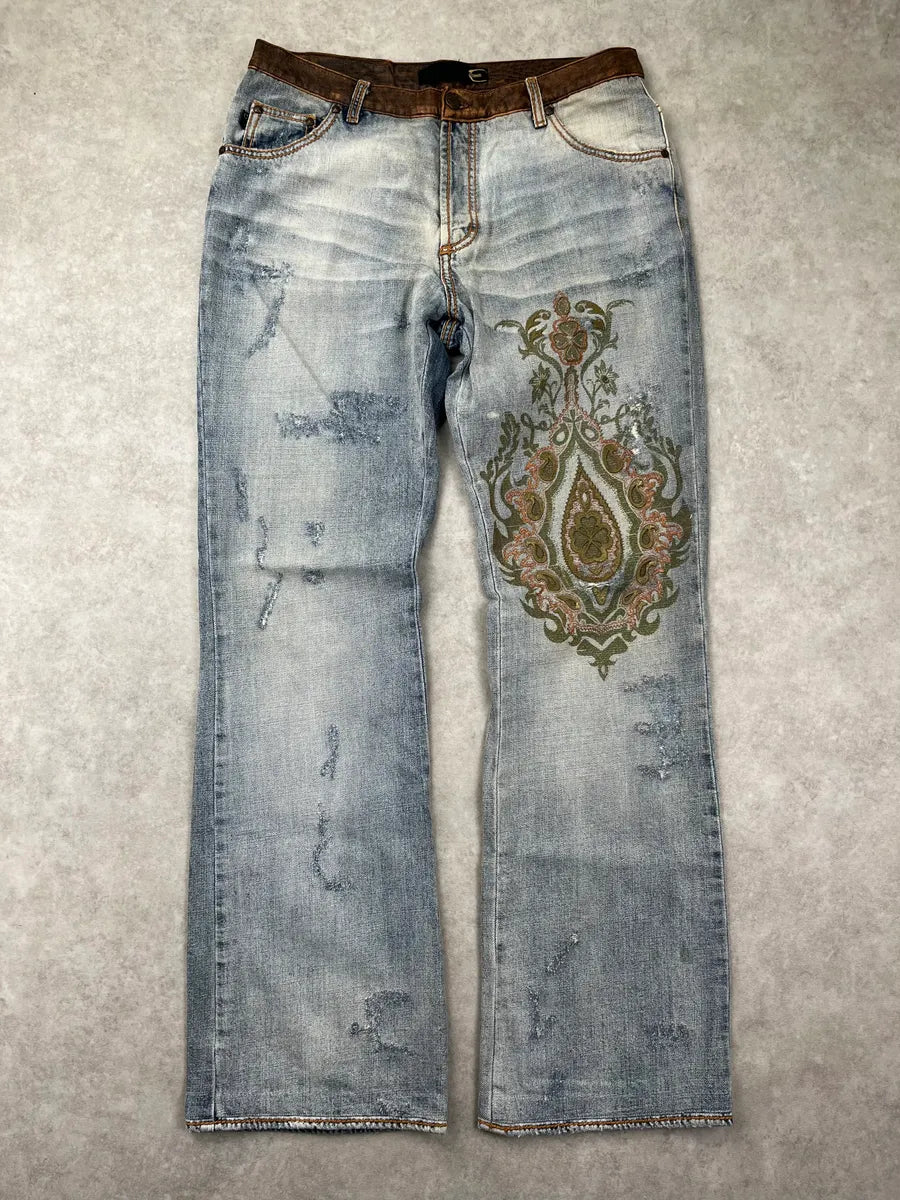 AW2005 Cavalli Light Blue Denim Embroidered Bootcut Jeans SRGCmdL 2