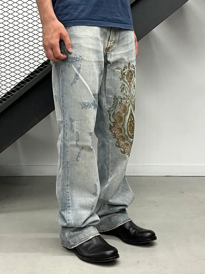 AW2005 Cavalli Light Blue Denim Embroidered Bootcut Jeans SRGCmdL 3