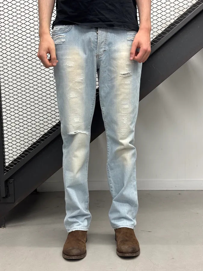 SS2005 Cavalli Light Blue Denim Washed Jeans iewBacM 0