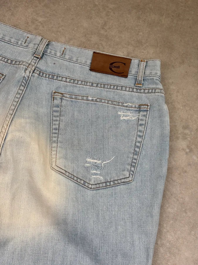 SS2005 Cavalli Light Blue Denim Washed Jeans iewBacM 7