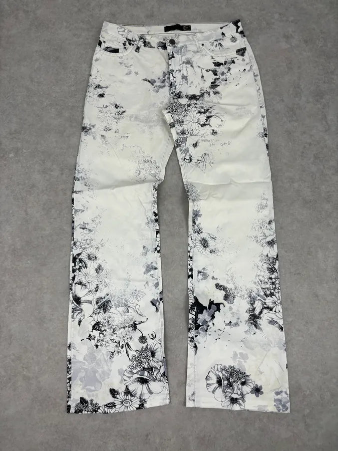 2000s Cavalli White Floral Obscure Cozy Pants JitbGRR 0