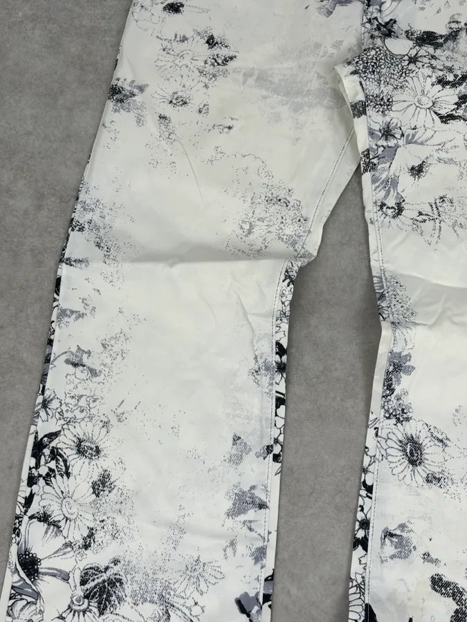2000s Cavalli White Floral Obscure Cozy Pants JitbGRR 9