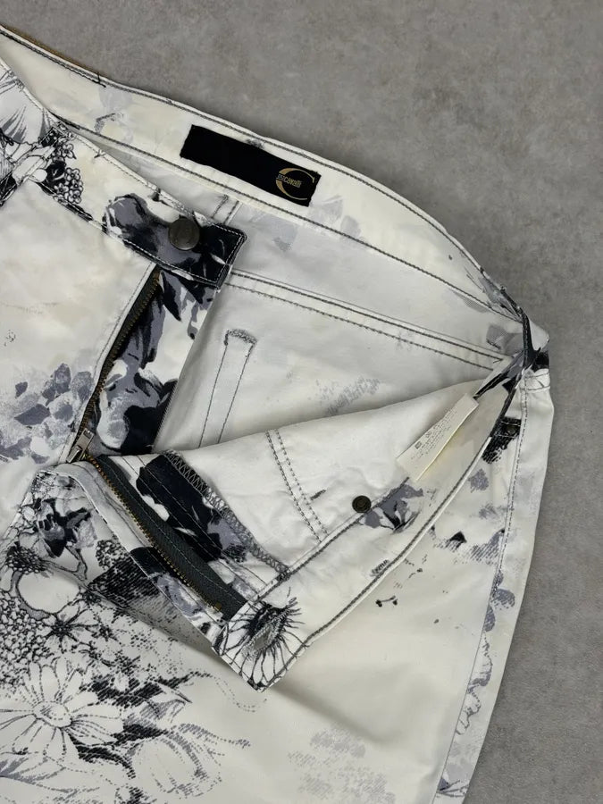 2000s Cavalli White Floral Obscure Cozy Pants JitbGRR 8