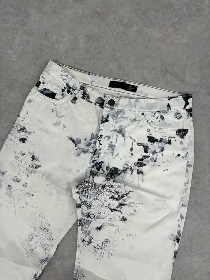 2000s Cavalli White Floral Obscure Cozy Pants JitbGRR 4