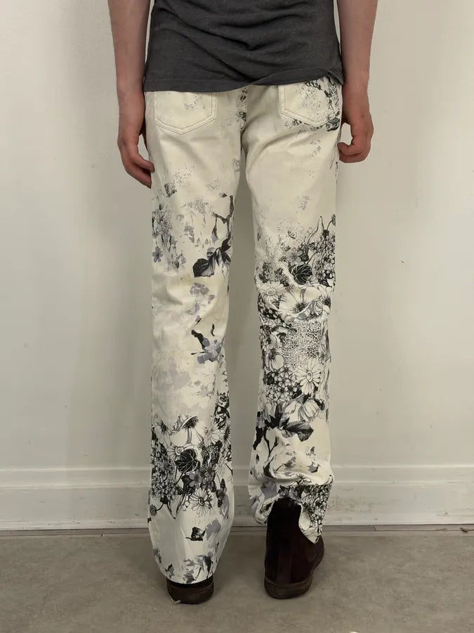 2000s Cavalli White Floral Obscure Cozy Pants JitbGRR 3