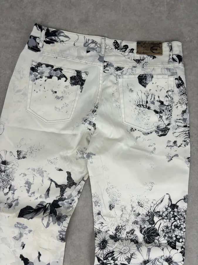 2000s Cavalli White Floral Obscure Cozy Pants JitbGRR 6