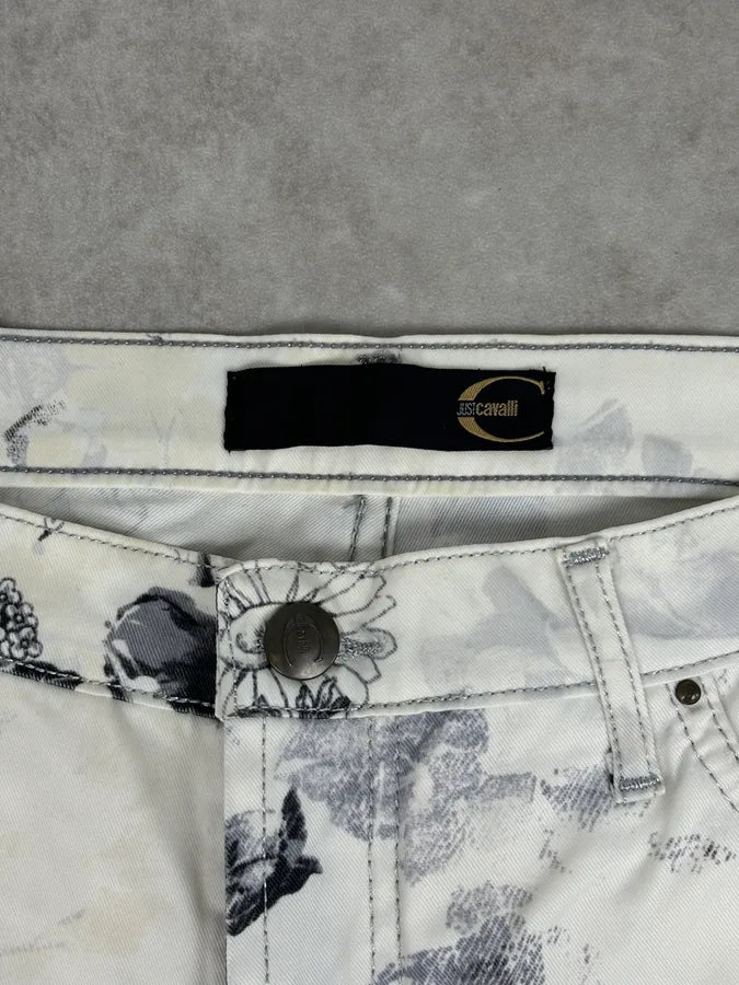 2000s Cavalli White Floral Obscure Cozy Pants JitbGRR 10