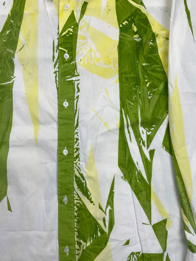 2000s Cavalli White Green & Yellow Abstract Print Shirt HdEttpM 8