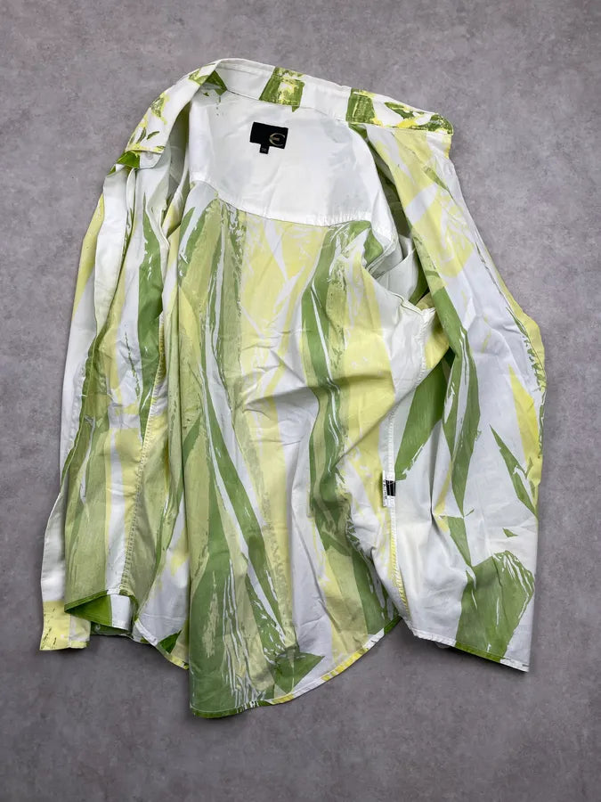 2000s Cavalli White Green & Yellow Abstract Print Shirt HdEttpM 7
