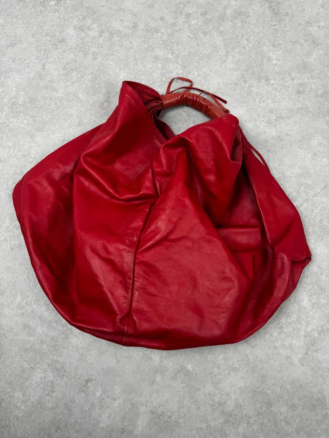 2010s Maison Margiela Red Leather Contemporary Handle Bag qQhxlYA 3