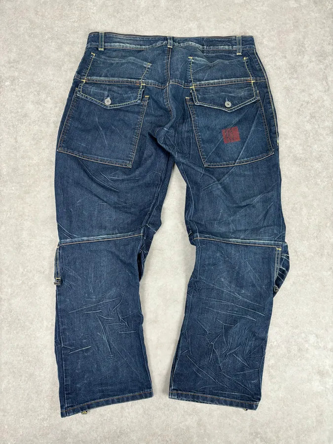 2000s Marithé + François Girbaud Blue Denim Cargo Jeans lOzZcvX 4