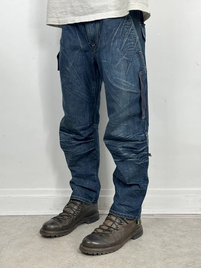 2000s Marithé + François Girbaud Blue Denim Cargo Jeans lOzZcvX 1