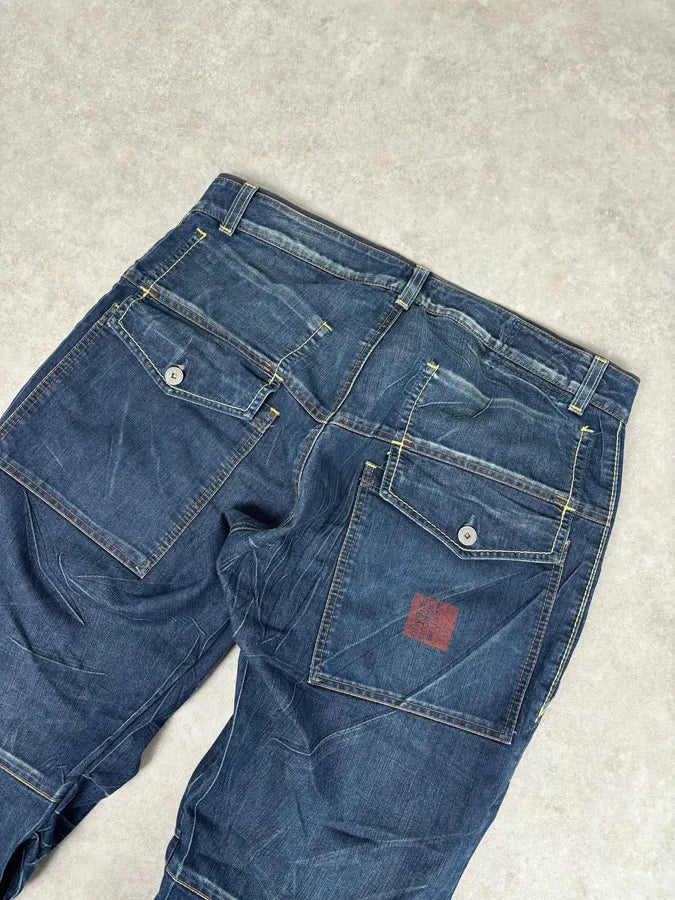 2000s Marithé + François Girbaud Blue Denim Cargo Jeans lOzZcvX 6
