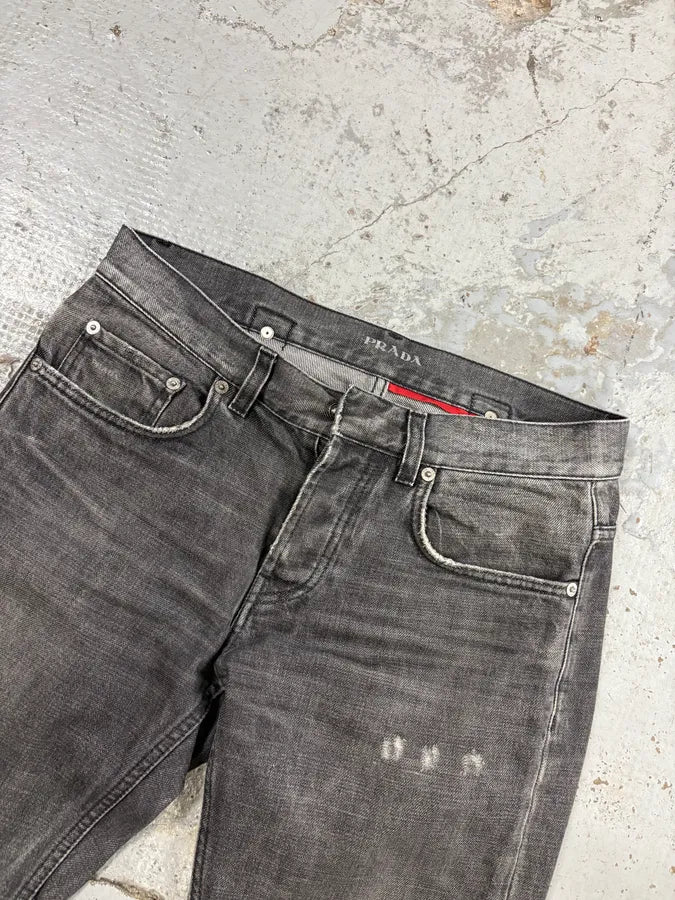 AW2008 Prada Grey Cotton Slim Button-Fly Denim Jeans VHWEjCV 4
