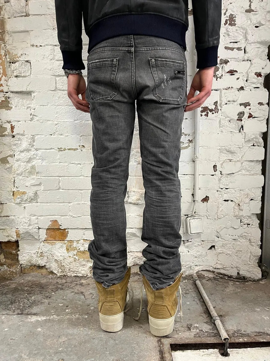 AW2008 Prada Grey Cotton Slim Button-Fly Denim Jeans VHWEjCV 3