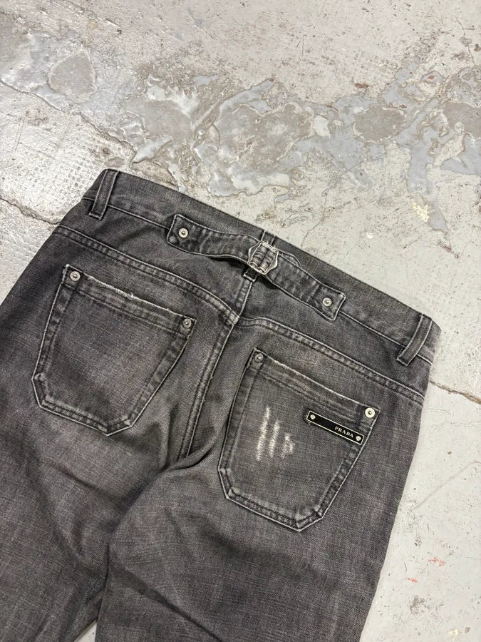 AW2008 Prada Grey Cotton Slim Button-Fly Denim Jeans VHWEjCV 6