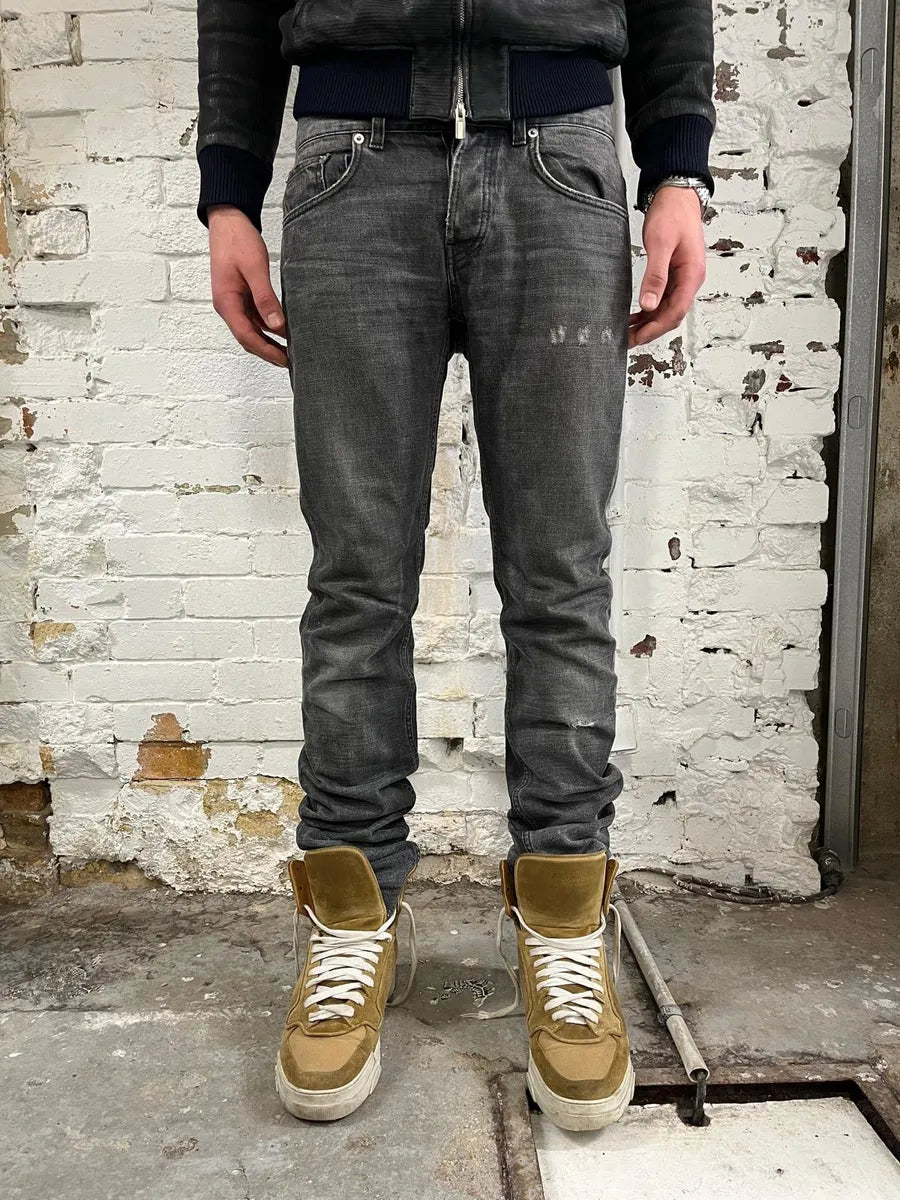 AW2008 Prada Grey Cotton Slim Button-Fly Denim Jeans VHWEjCV 1