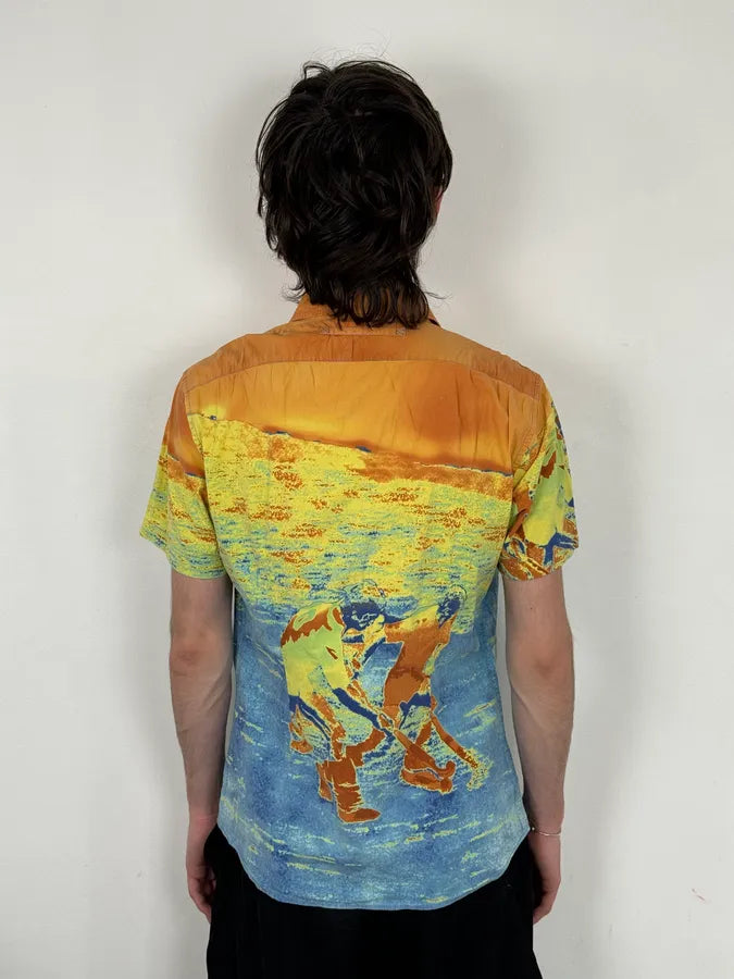 2000s Prada Multicolor Cotton Map Print Thermal Short Sleeves Shirt KrasoDI 2