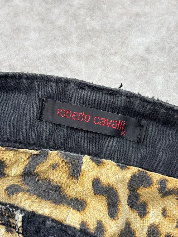 AW2006 Roberto Cavalli Black Biker Denim Jeans YsShqAj 10