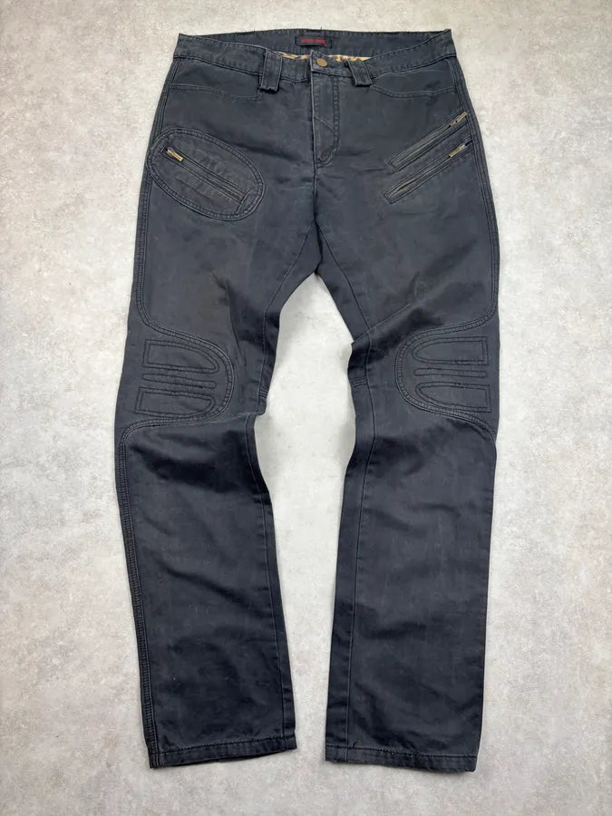 AW2006 Roberto Cavalli Black Biker Denim Jeans YsShqAj 0