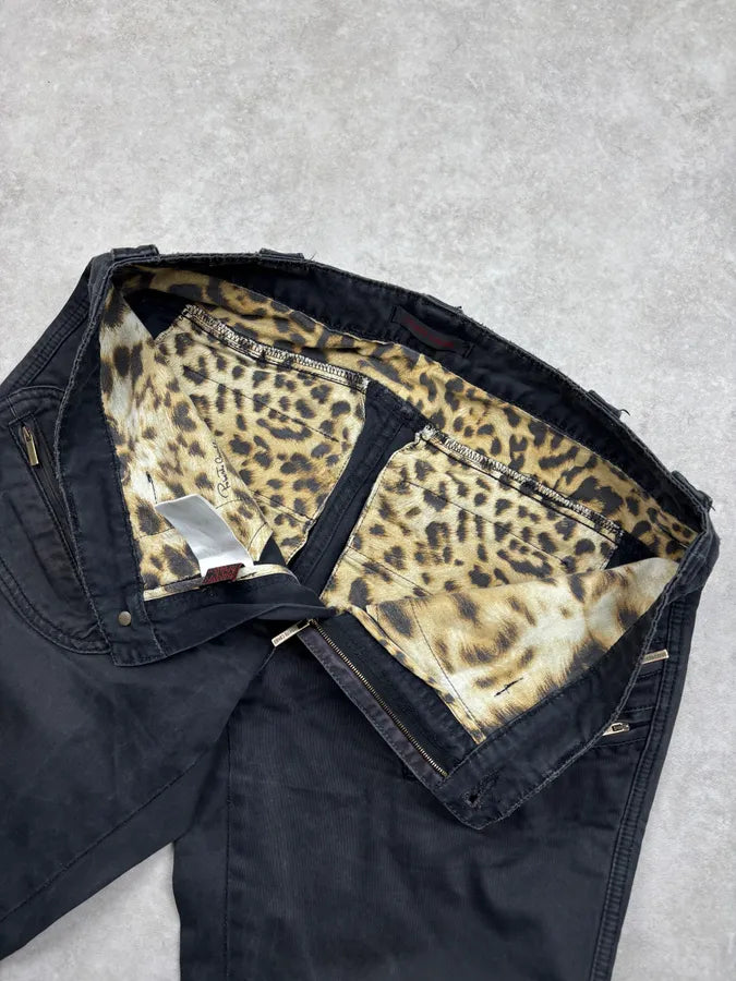 AW2006 Roberto Cavalli Black Biker Denim Jeans YsShqAj 9