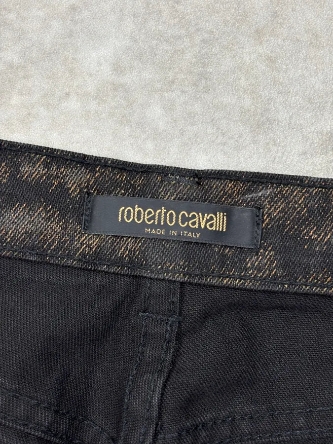 2000s Roberto Cavalli Black Obscure Washed Denim Jeans XnMHmqd 11