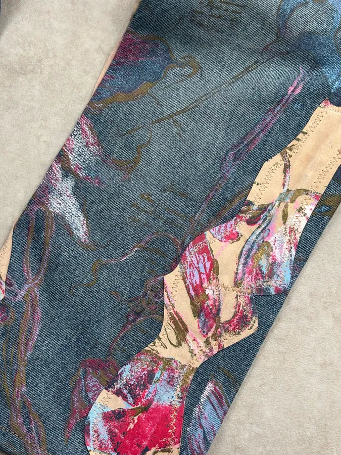 2000s Roberto Cavalli Blue Print Floral Denim Jeans tZZbaQc 8
