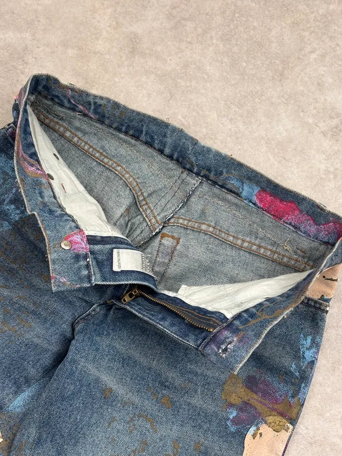 2000s Roberto Cavalli Blue Print Floral Denim Jeans tZZbaQc 11