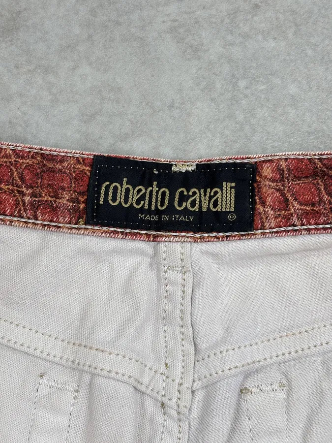 2000s Roberto Cavalli Bordeaux Crocodile Effect Wide Leg Pants QlBsZsO 12