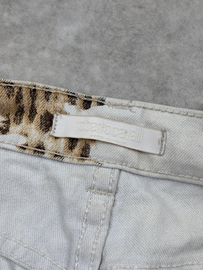2000s Roberto Cavalli Creamy White Floral Leopard Pants RlkBBjZ 11