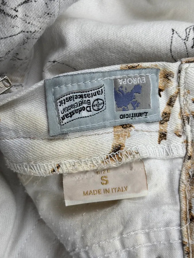 2000s Roberto Cavalli Creamy White Floral Leopard Pants RlkBBjZ 12