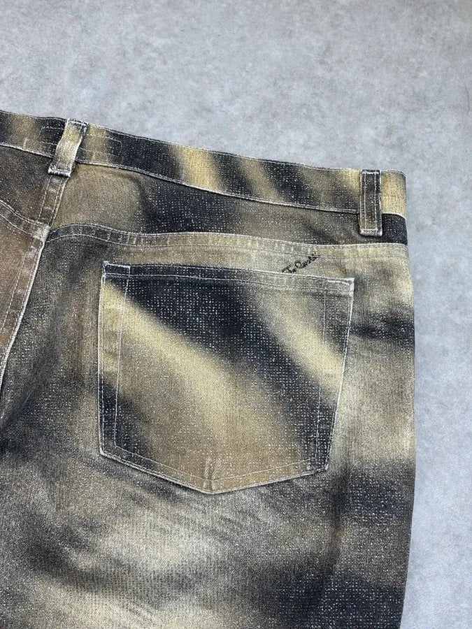 AW2000 Roberto Cavalli Sable Lion Glitter Trim Jeans EhHEqpY 7