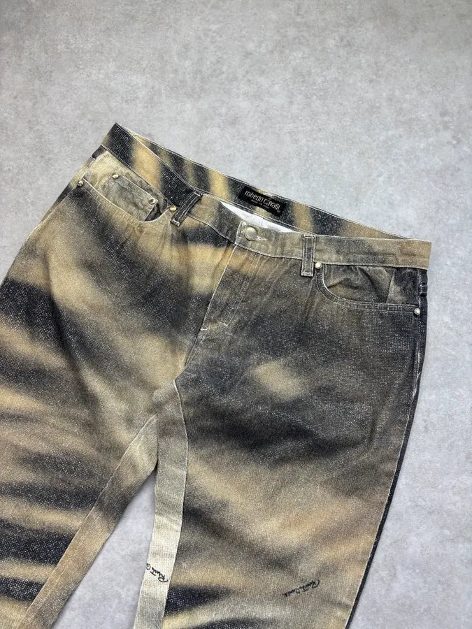 AW2000 Roberto Cavalli Sable Lion Glitter Trim Jeans EhHEqpY 4