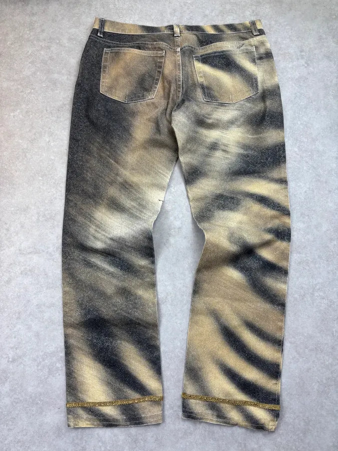 AW2000 Roberto Cavalli Sable Lion Glitter Trim Jeans EhHEqpY 5