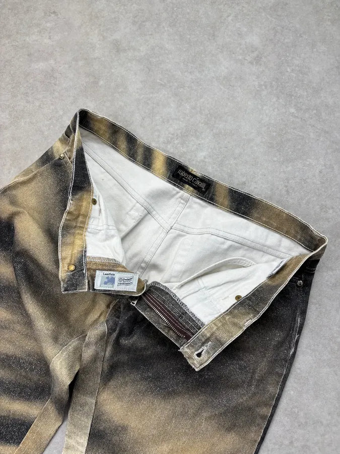 AW2000 Roberto Cavalli Sable Lion Glitter Trim Jeans EhHEqpY 9