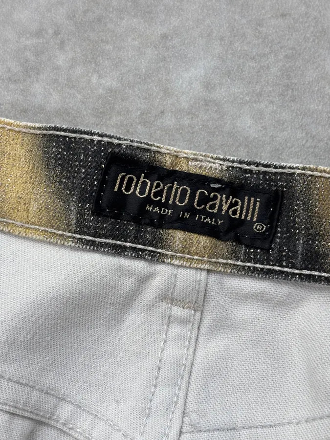 AW2000 Roberto Cavalli Sable Lion Glitter Trim Jeans EhHEqpY 10