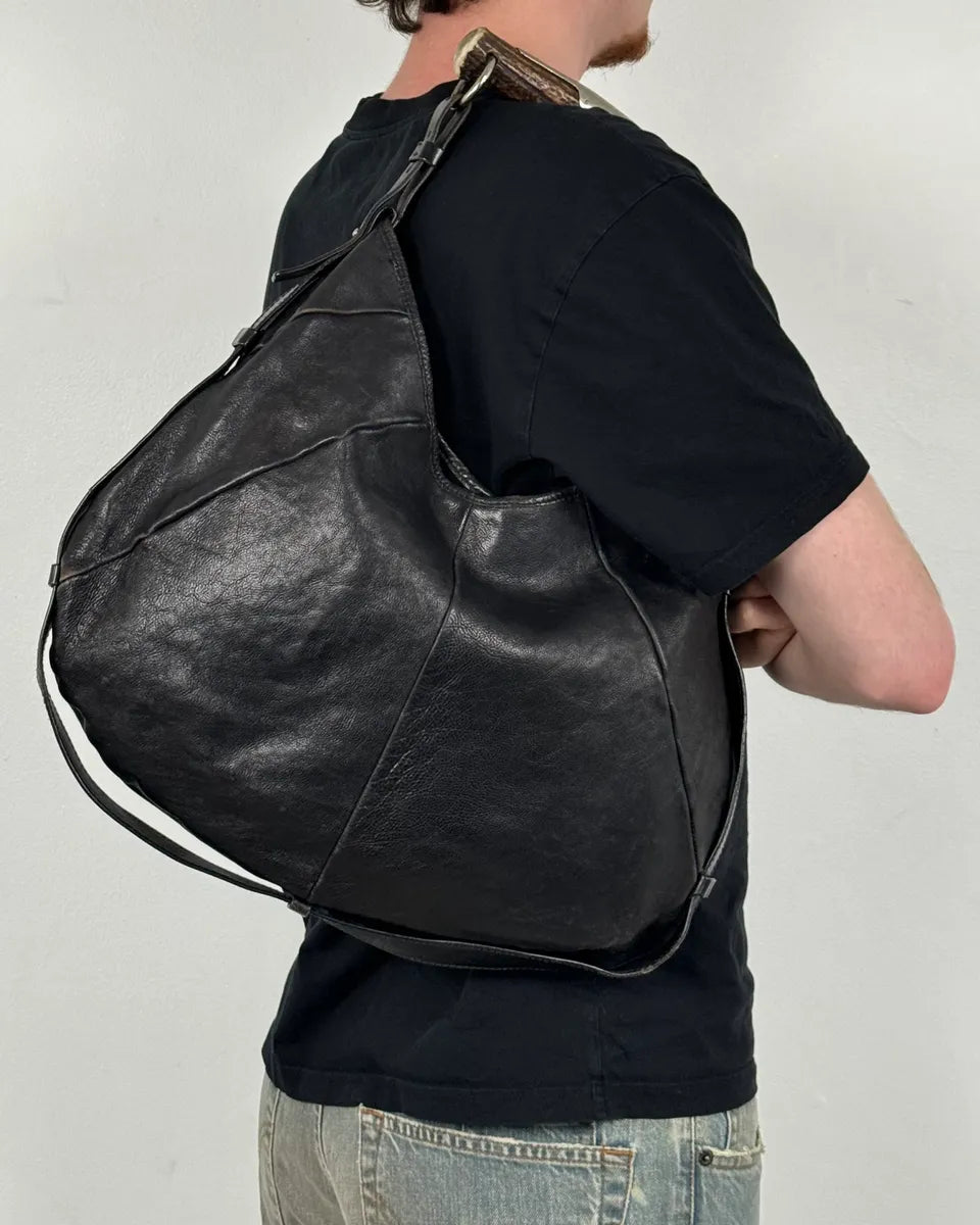 AW2002 Yves Saint Laurent Black Leather Horn Mombasa Shoulder Bag OPwIBNw 2