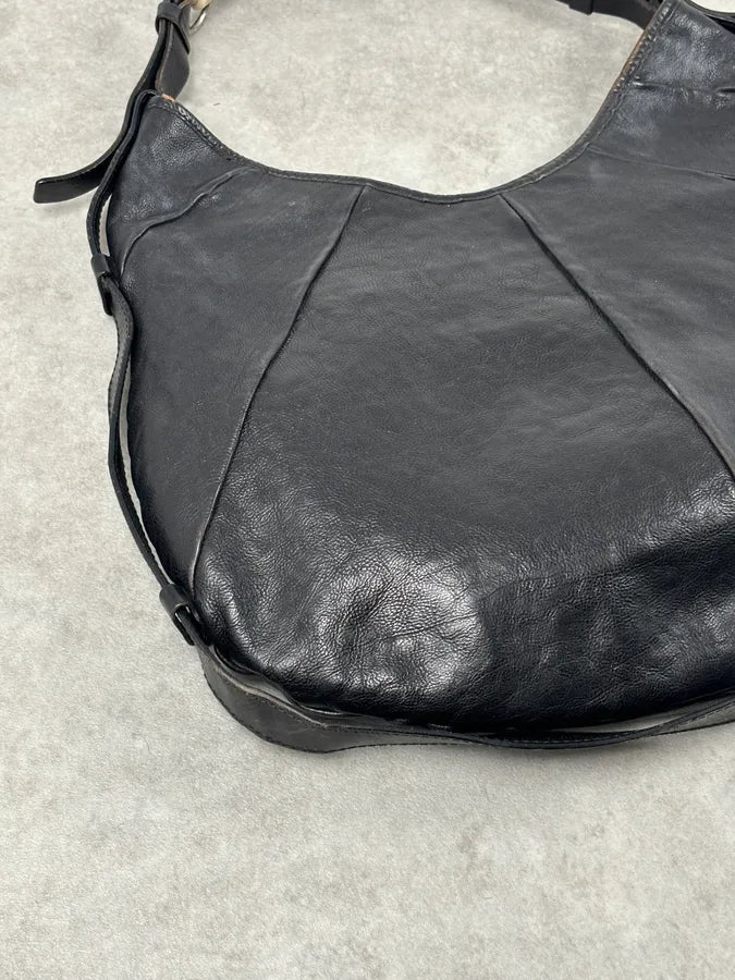 AW2002 Yves Saint Laurent Black Leather Horn Mombasa Shoulder Bag OPwIBNw 11