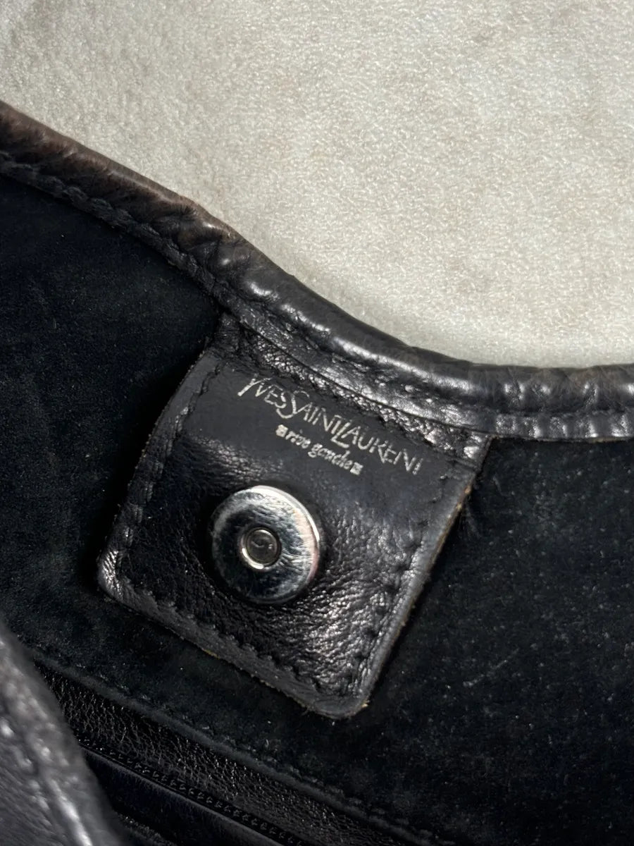 AW2002 Yves Saint Laurent Black Leather Horn Mombasa Shoulder Bag OPwIBNw 14