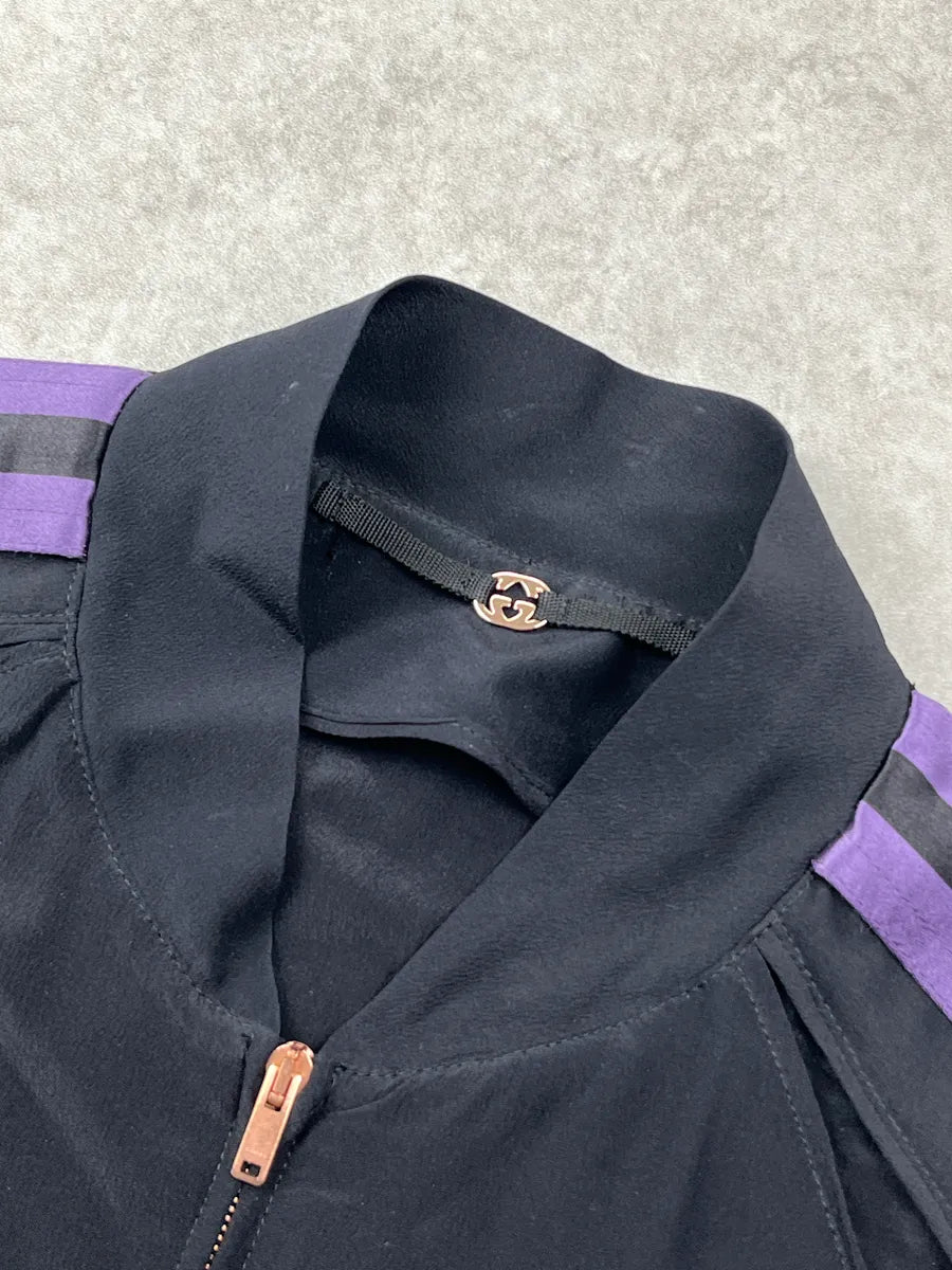 SS2003 Gucci Black Silk Purple Stripe Light Jacket by Tom Ford ecGVYtRF 9