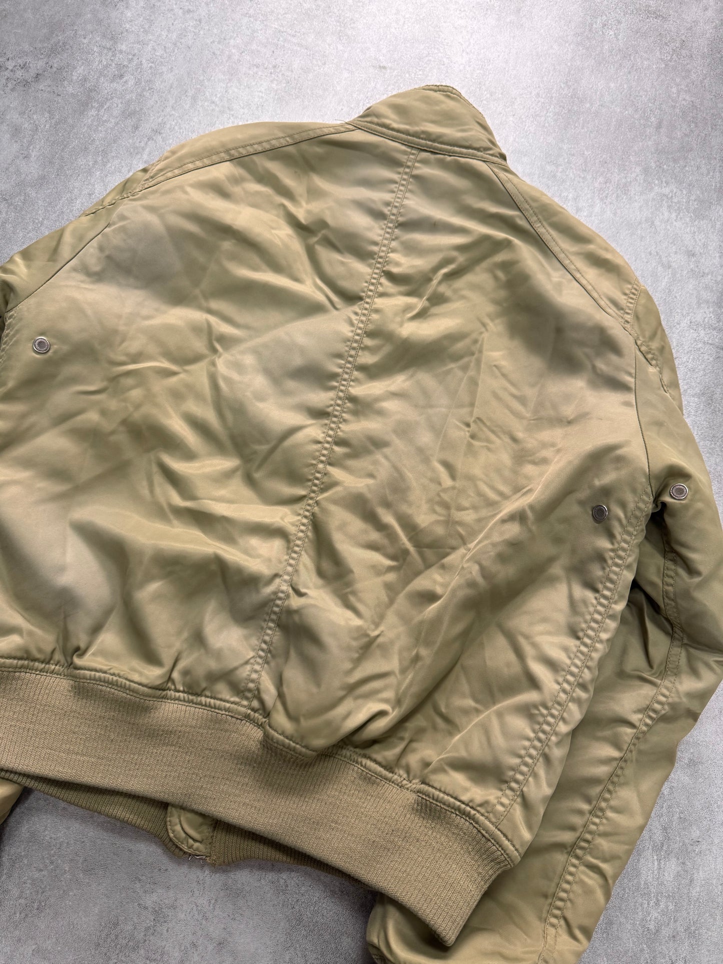 2000s Armani Beige Washed Utility Drift Bomber Jacket (S) - 4