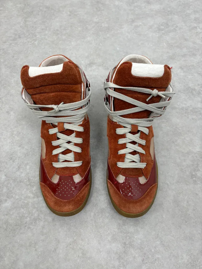 Maison Margiela Red Orange Suede High Leather Sneakers ODsOpZg 1